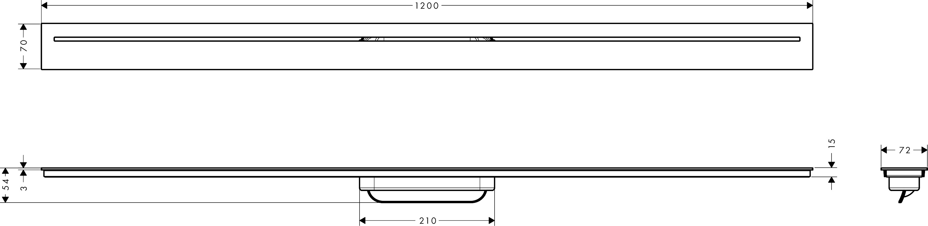 Hansgrohe Fertigset Duschrinne AXOR Drain 1200mm chrom
