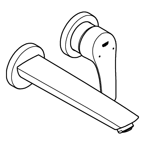 GROHE 2-Loch-WT-Wandbatterie Eurosmart 29338_3 FMS für 23571 Ausl. 209mm chrom