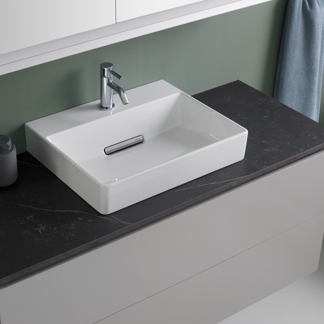 Geberit ONE AS-WT eckig, 50x41cm, CleanDrain m. Hl., o. Ül., weiß, KeraTect/weiß glzd