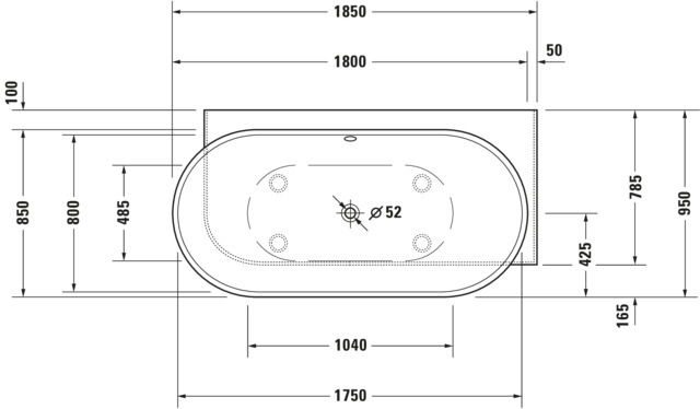 DU Luv Whirlw. 1850x950mm, Ecke R Nahtl.VK, Rückenschr.2,Air-Syst.,Weiß M.