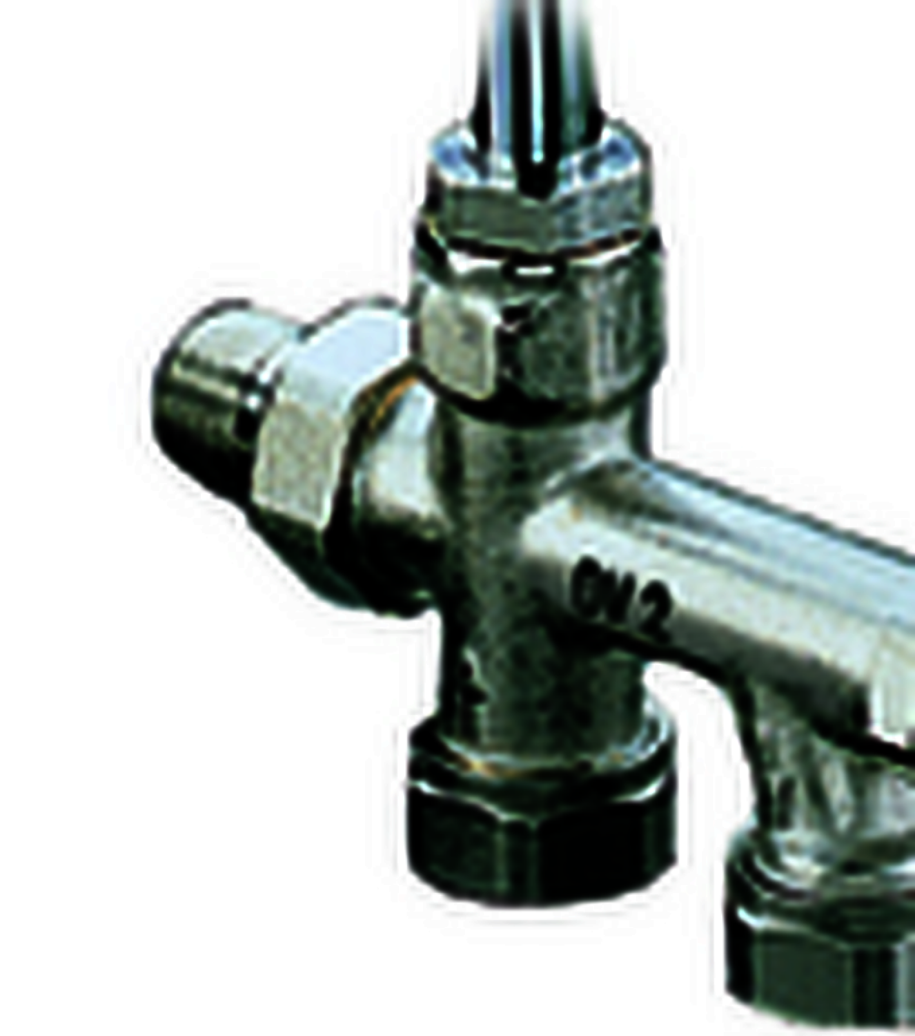 OVENTROP-Zweirohr-Anschlussstück "Duo" mit Absperrung, G 3/4" AG, Abstand 50mm
