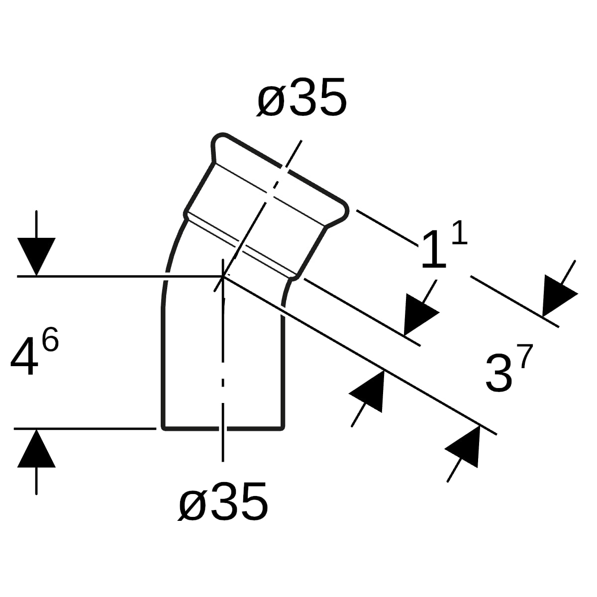Geberit Mapress Edelstahl Bogen 30Gr d35 mit Einschubende