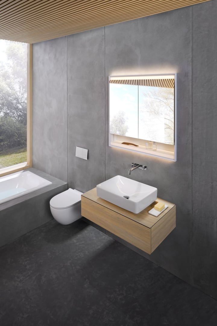 Geberit Sigma70 BetPl., eckig, f. 2-Mengen-Sp sandgrau, Glas
