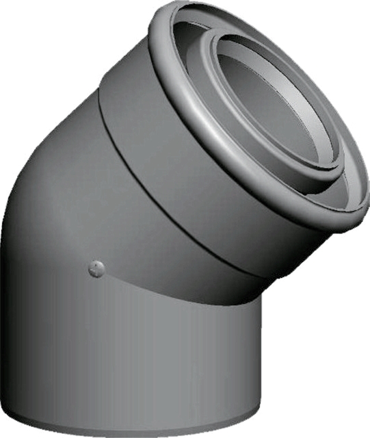 Wolf Abgasbogen DN80/125 konzentrisch 2 Stück, 45 Grad, aus PP Wolf Abgasbogen DN80/125 konzentrisch 2 Stück, 45 Grad, aus PP