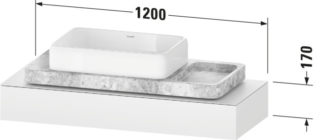 Duravit Qatego Konsole,Waschpl:1,Ausschn:1 1200x480x0x170mm, Weiß Matt,m.Kons-träg.