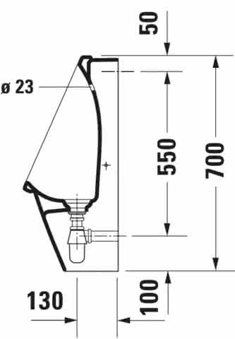 DU Urinal Starck 3, Zulauf von hinten rimless, ohne Fliege, weiß