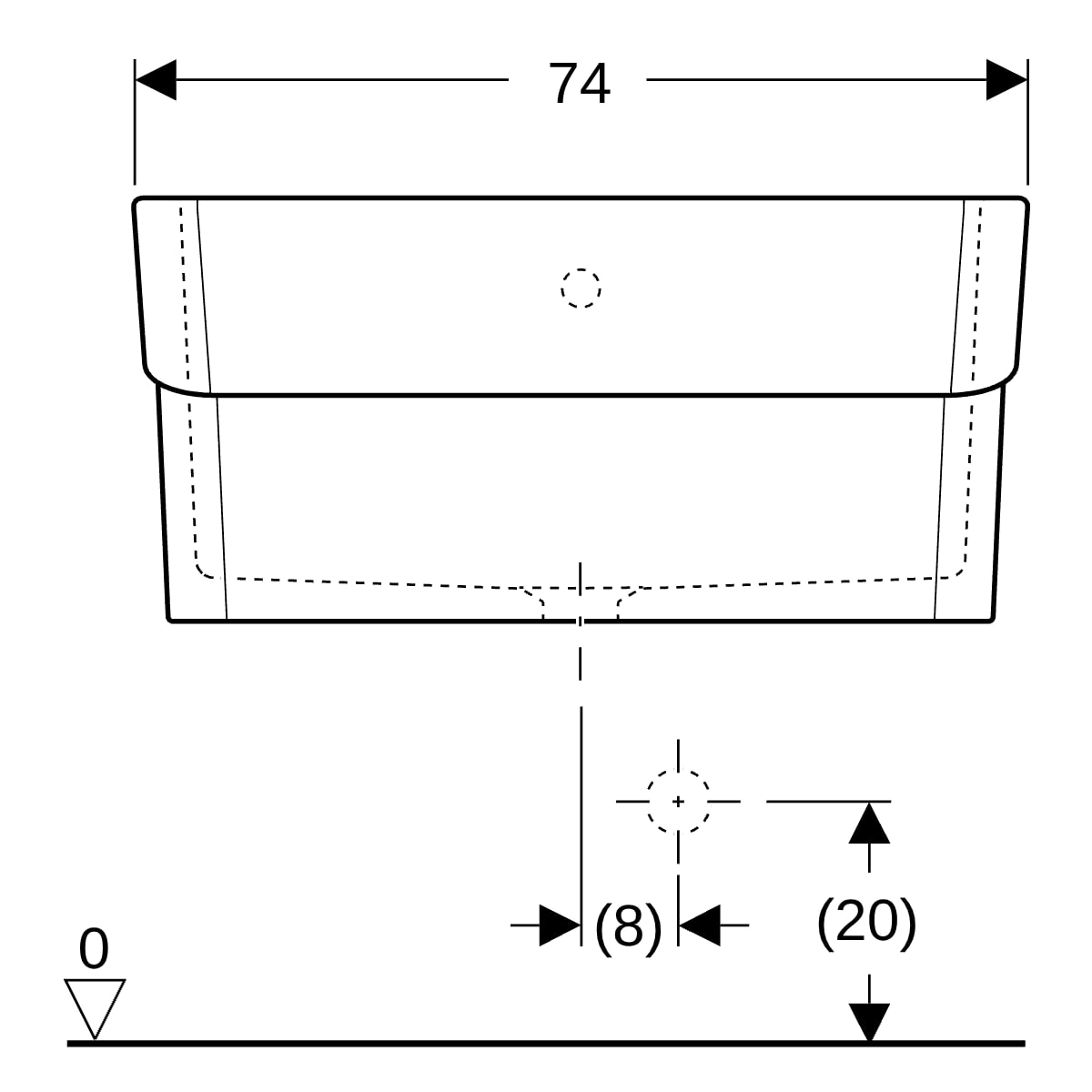 Geberit Publica Garda Mehrzweckbecken 74x35x58,5cm, mit Überlauf, weiß
