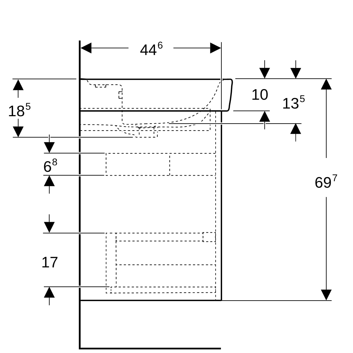 Geberit Renova Plan Set WT mit US, 2 Schubl. 60x69,7x44,6cm, weiß/l. seidenmatt