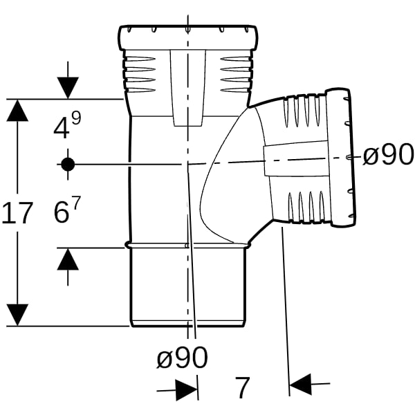 Geberit Silent-Pro Bogenabzweig 87,5Gr d90/90