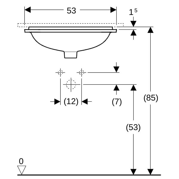 Geberit VariForm Unterbau-WT, rechteckig 53x44cm, o. Hl, o. Ül., glasiert/weiß