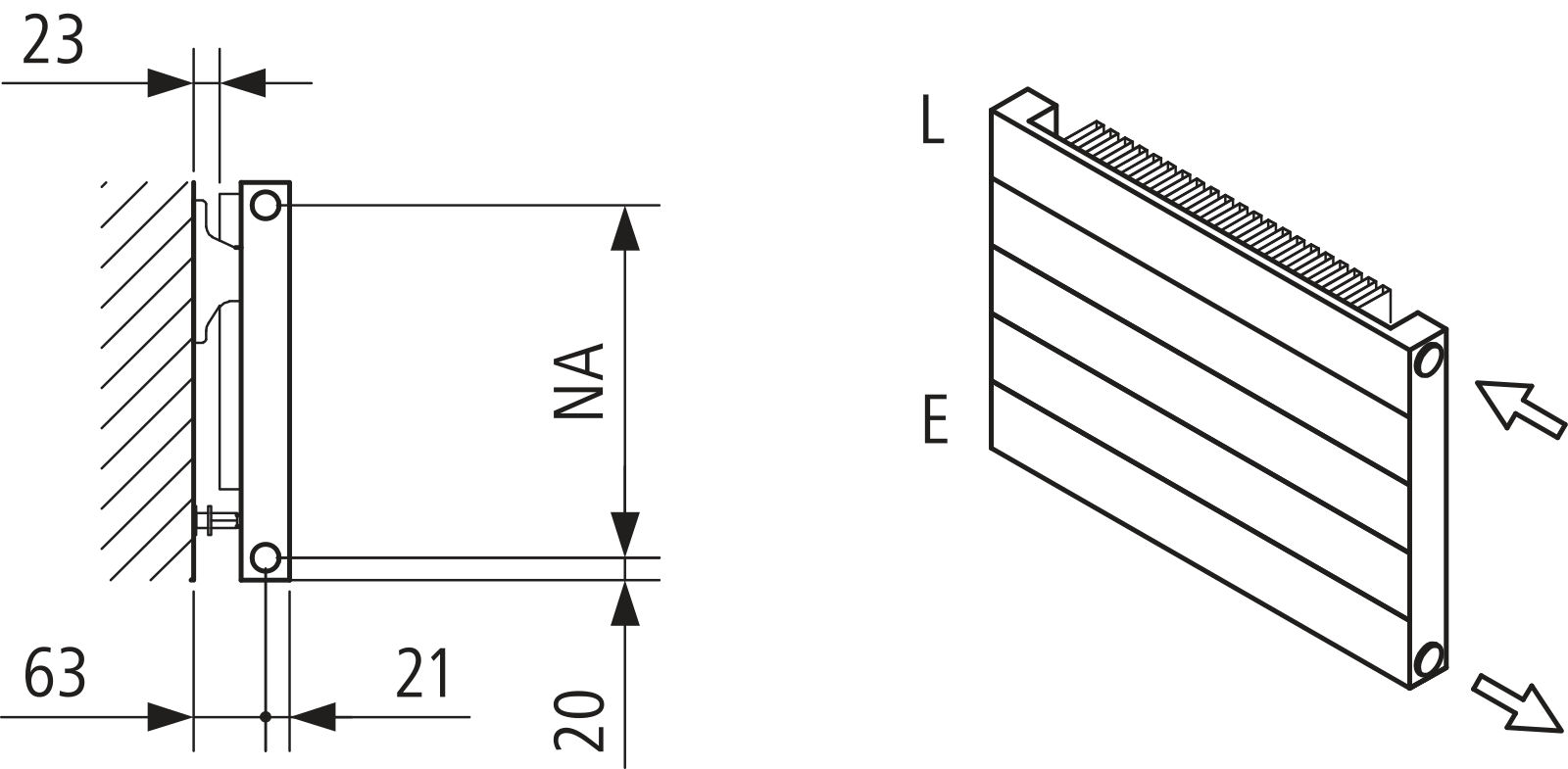 Kermi Heizwand HHN Typ11 BH630x61x1000mm QN830,weiß,6bar,o.Abd.,AB 12,LH120