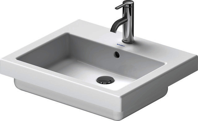 DU Einbauwaschtisch Vero 550 mm EB v.oben, m.ÜL, m.HLB, 1 HL, weiß WG