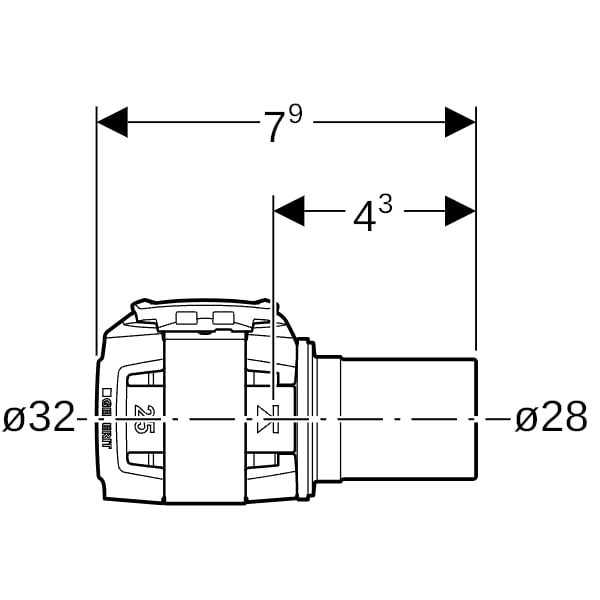 Geberit FlowFit Übergang auf Mapress m. Einschubende edst. d32-d28