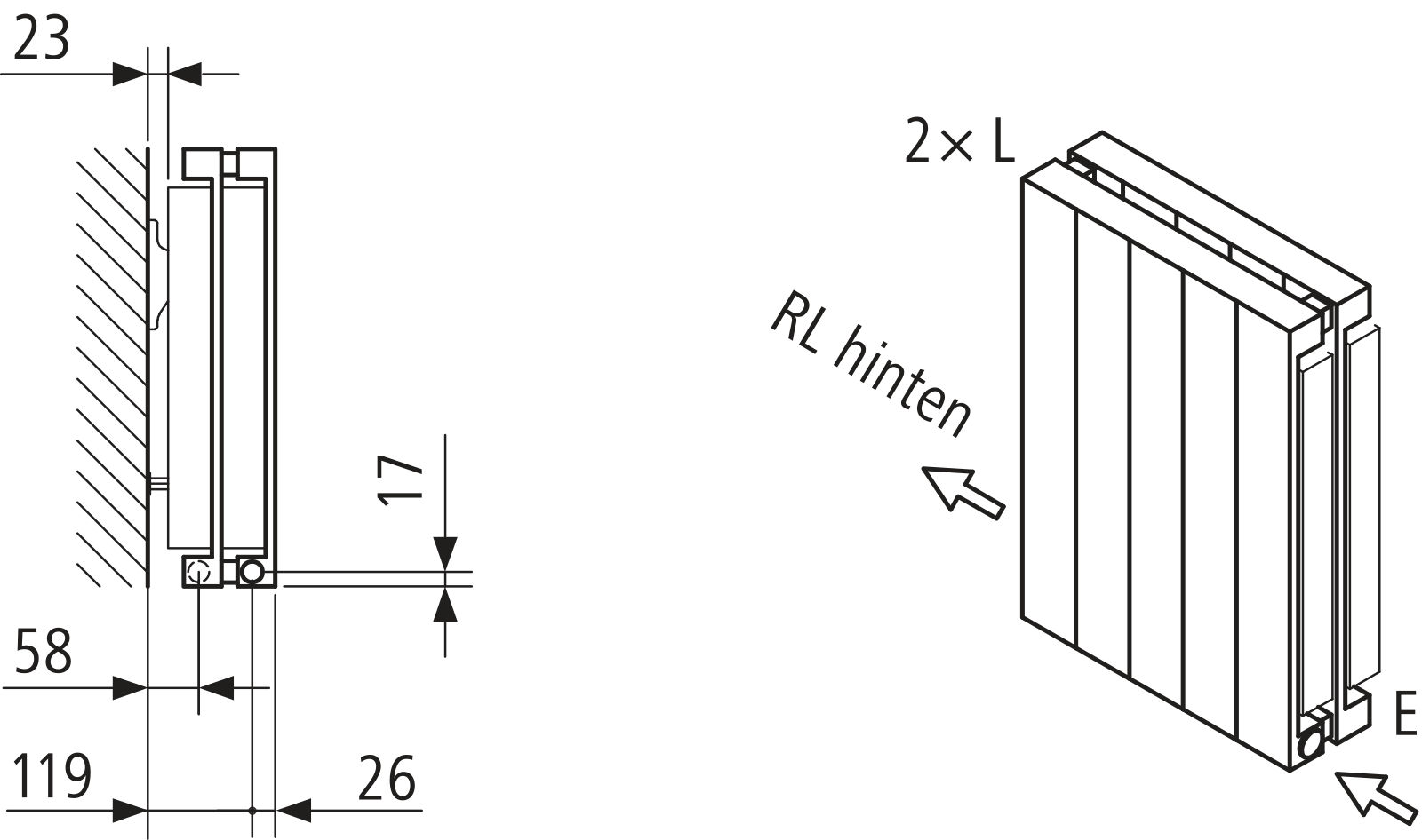 Kermi Heizwand HVN Typ22 BH1800x122x770 QN2982, RAL9016, 6 bar, ANB12
