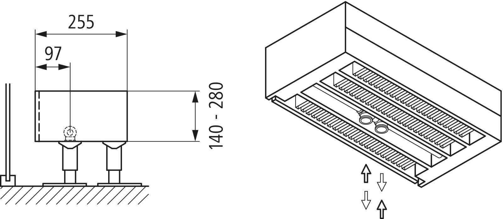 Kermi Kon m. Str. Typ44 BH280x255x3200 QN6934, weiß, 6bar, m. Abd., AB Uni.