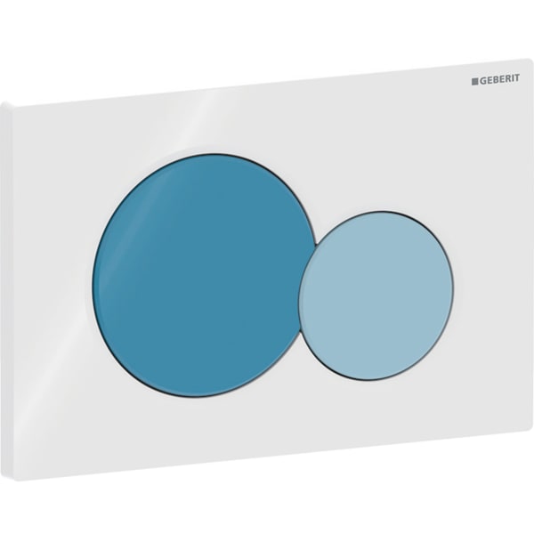 Geberit Sigma01 BetPl., rund, 2-Mengen-Sp. weiß glzd /ozeanblau glzd /hellblau glzd