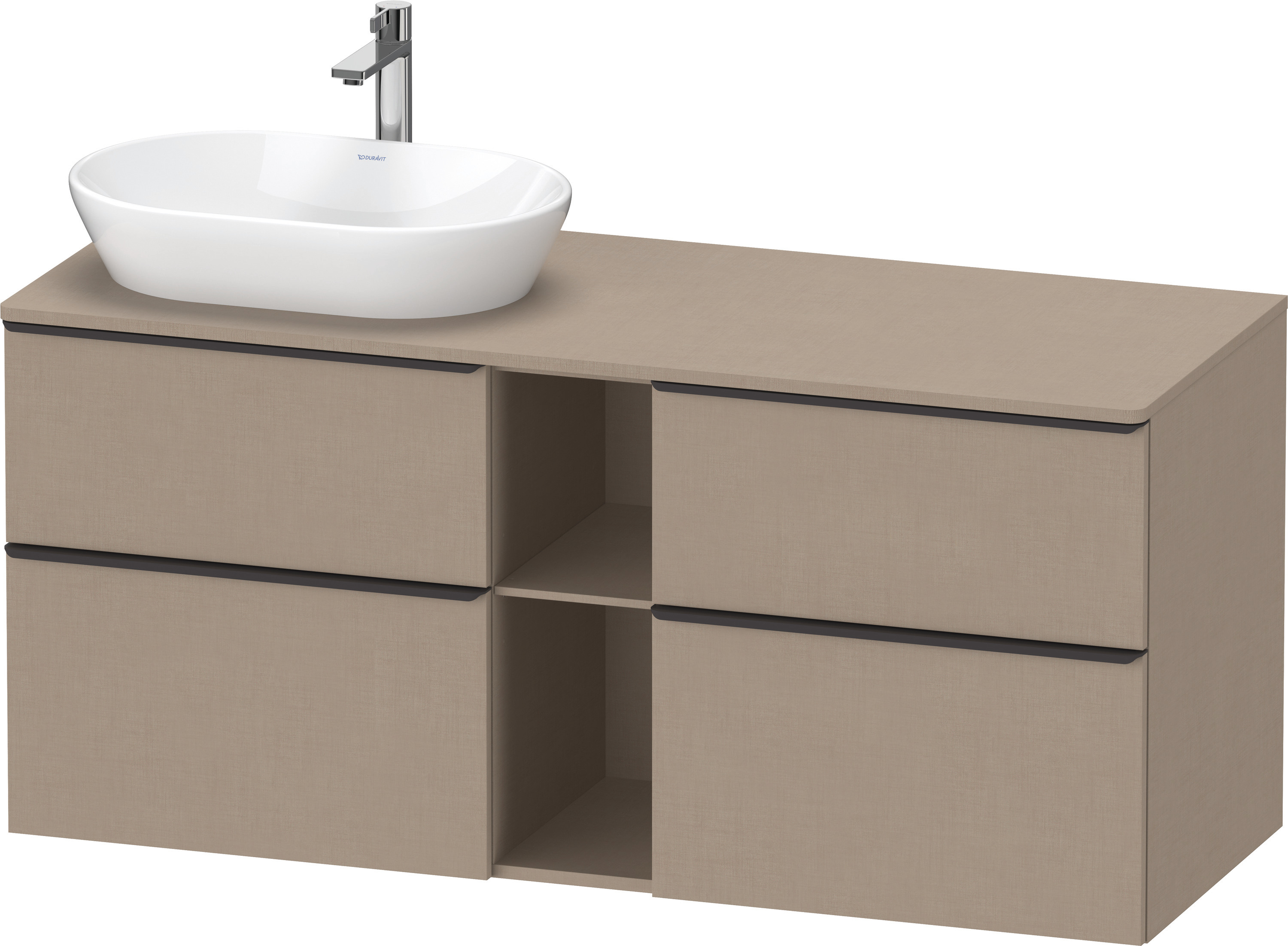 Duravit D-Neo,Kons-WTU,L,AZ:2,SBK:2,Gr:D.Schw 1400x550x644mm,Wdh, Leinen Matt, Dekor