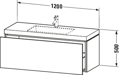 DU WTU L-Cube m. Vero Air 500x1200x480mm 1 HL, 1 Auszug, Weiß Hgl