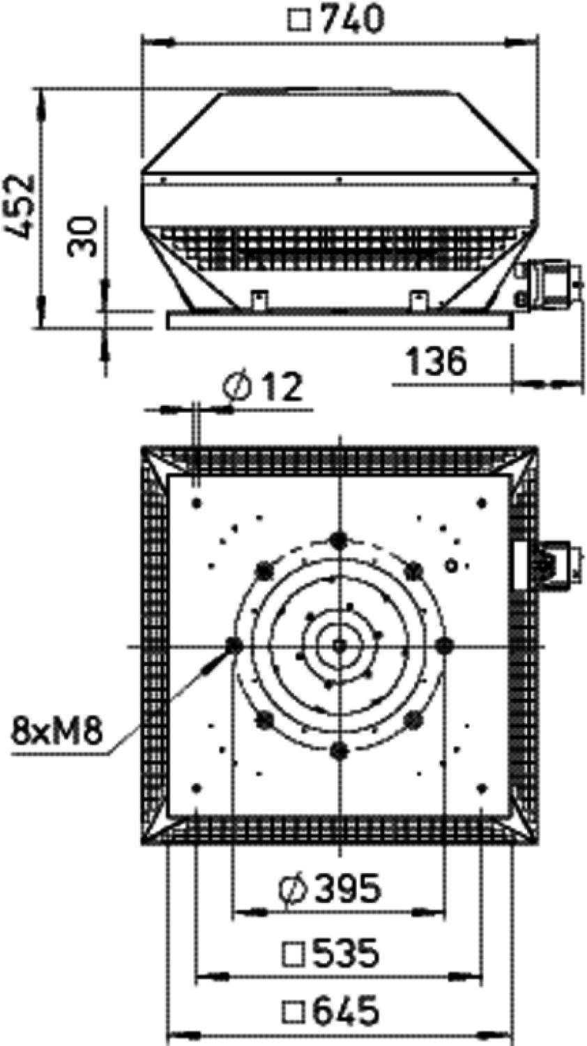 Helios RDW 355/4 Dachventilator 1-PH horizontal, 230 V, 4-polig