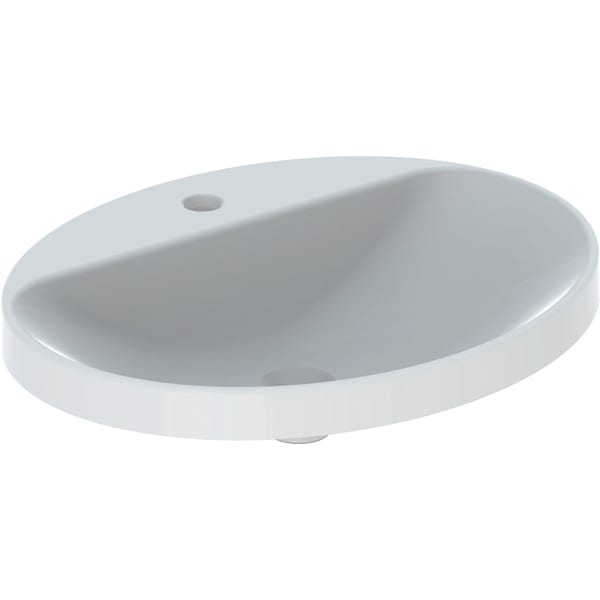 Geberit VariForm Einbauwaschtisch, oval mit HLB, 60x48cm, o. Ül., weiß gl