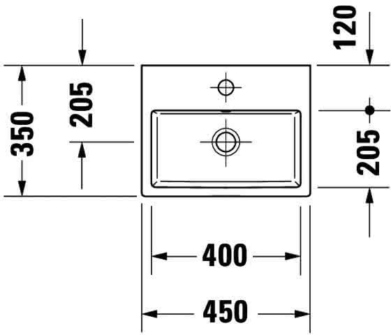 DU Handwaschbecken Vero Air 450mm m.ÜL, m.HLB, m.HL, geschl, weiß
