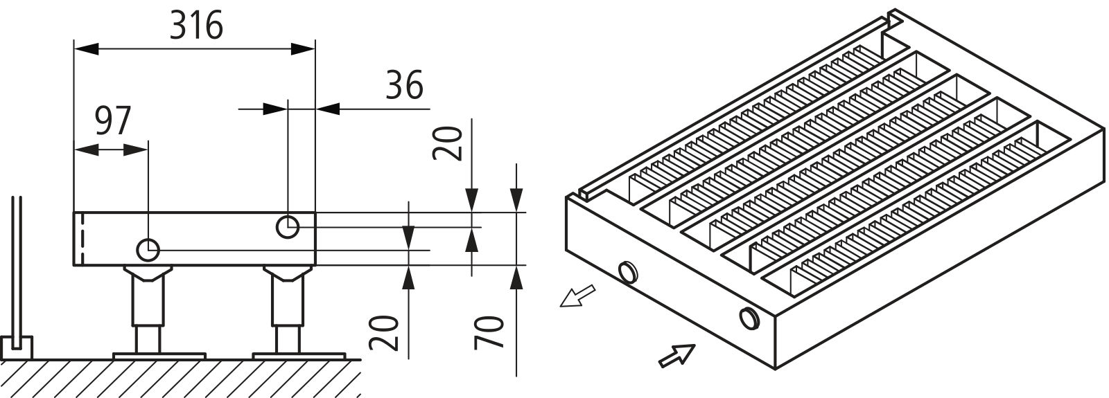 Kermi Kon m. Str. Typ55 BH280x316x1000 QN2870, weiß, 6bar, m. Abd., AB Uni.