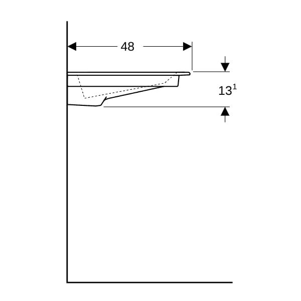 Geberit ONE MWT 90x48cm, CleanDrain, Ablg.re o. Hl., o. Ül., weiß, KeraTect/weiß glzd