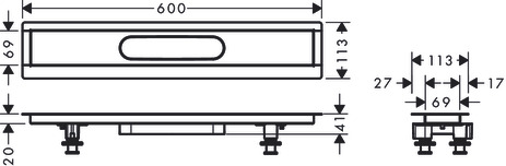 Hansgrohe Installationsset RainDrain  600 mm für Duschrinnen Fertigsets