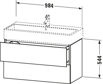 DU WTU L-Cube 544x984x459mm 2 Schubkästen, Nussbaum Dunkel