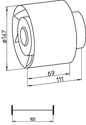 HELIOS Rohr-Einschubventilator REW 150/2, m Kugellager 330cbm/h