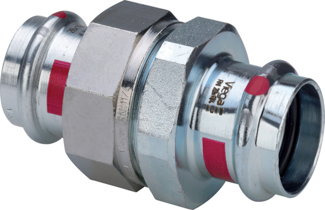Viega Verschraubung mit SC Prestabo 1160 flachdichtend in 15mm Stahl verzinkt