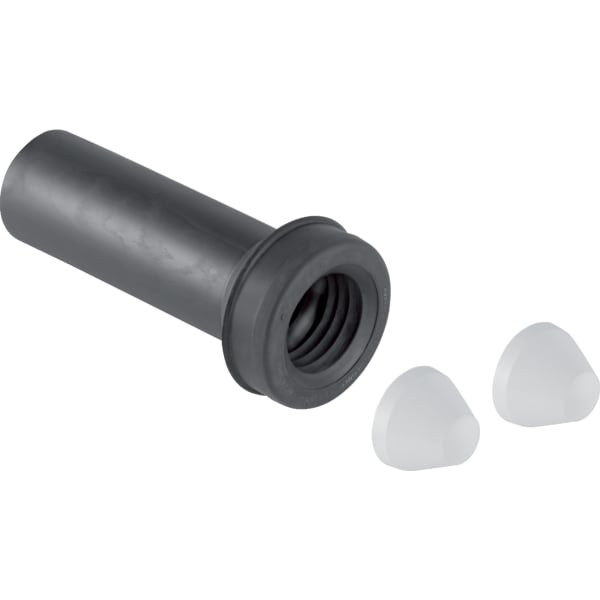 Geberit Anschlussstutzen m. Manschette und Deckkappen, d50, L:16cm, mattverchr.