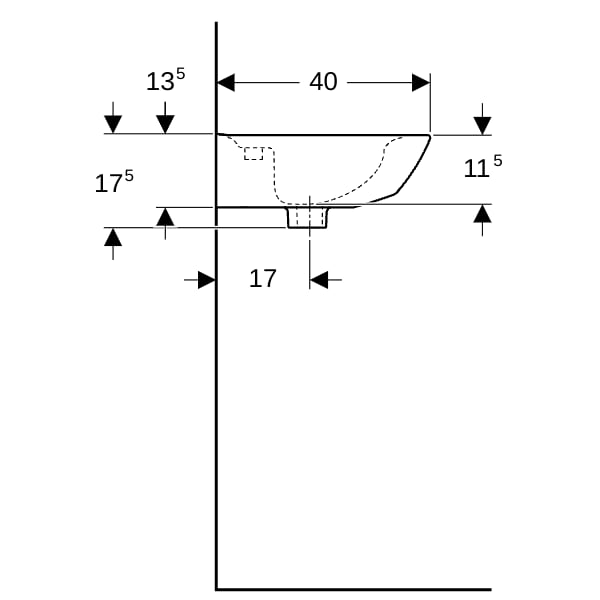 Geberit Renova Handwaschbecken, 50x40cm m. Hl., o. Ül., weiß, KeraTect