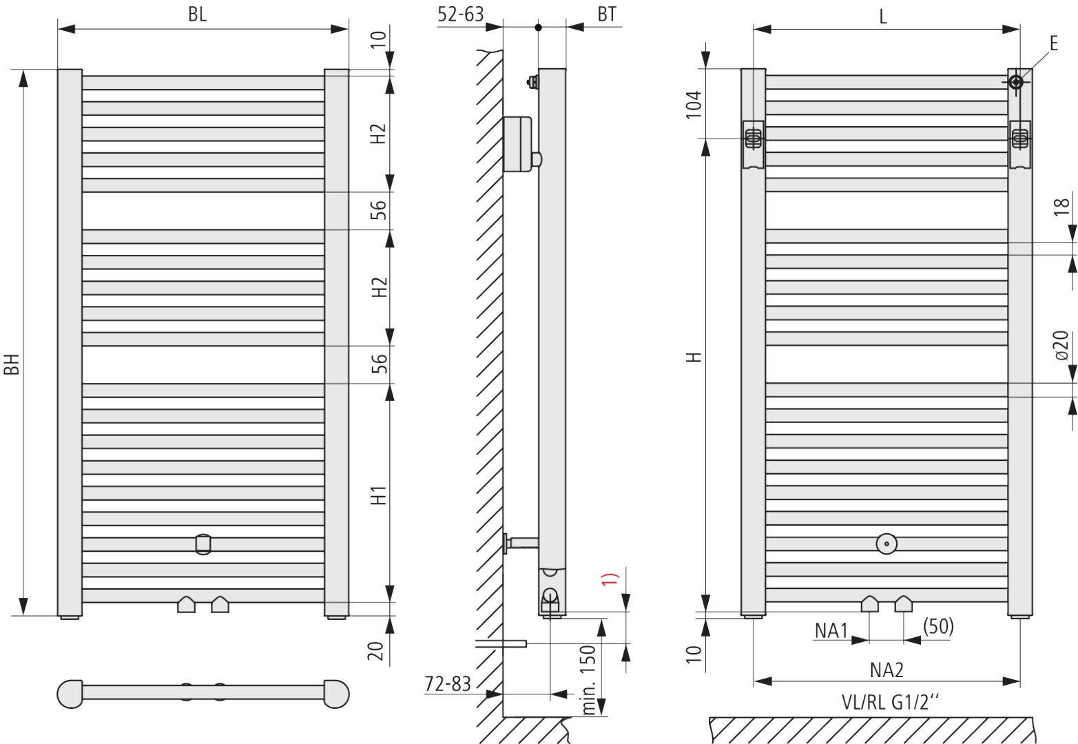 Kermi Geneo circle BH1798x40x880mm QN1491, weiß