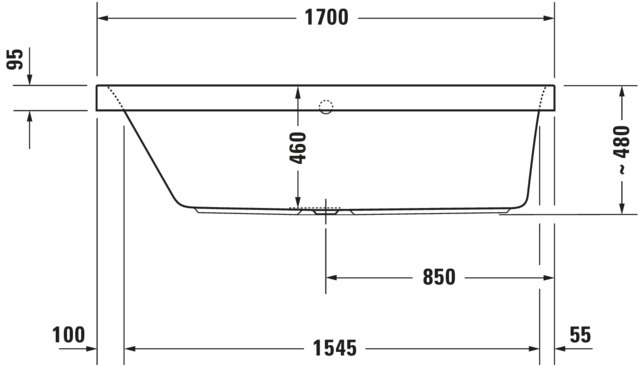 Duravit Whirlwanne Happy D.2 1700x700mm Einbauv. R-Schräge li. Jet-System, weiß