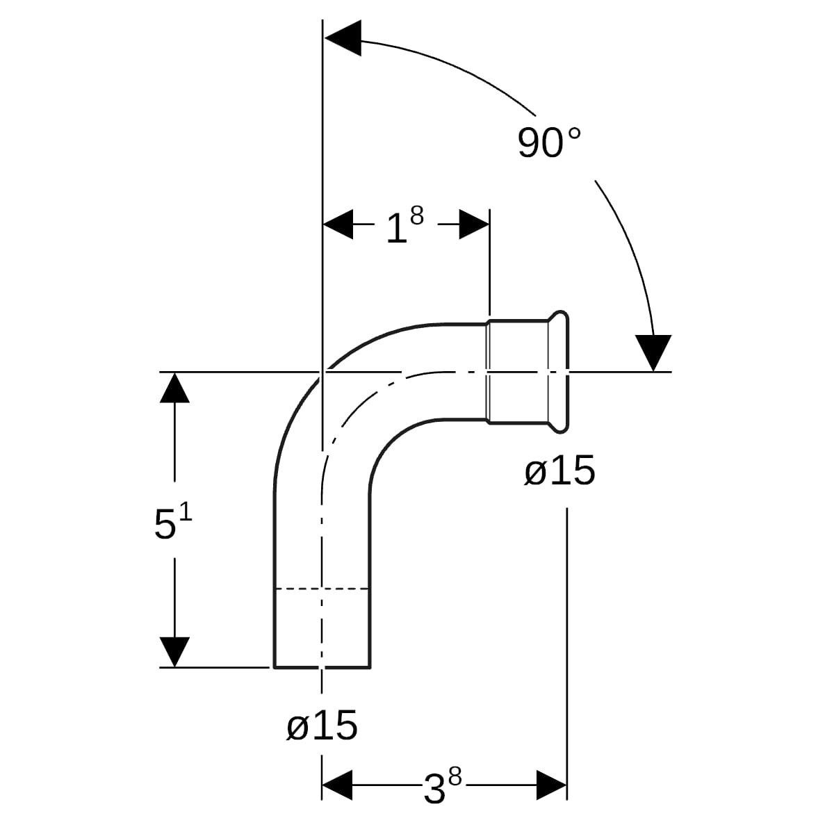Geberit Mapress Kupfer Bogen 90Gr mit Einschubende (Gas) d15