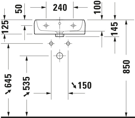 DU Qatego Handwaschb. 450mm mit HLB,HL 1,mit ÜL, Weiß HG