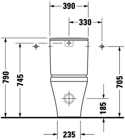 DU Stand-WC Kombi DuraStyle 700 mm Tiefspüler, f.SPK, Abg.Vario, weiß