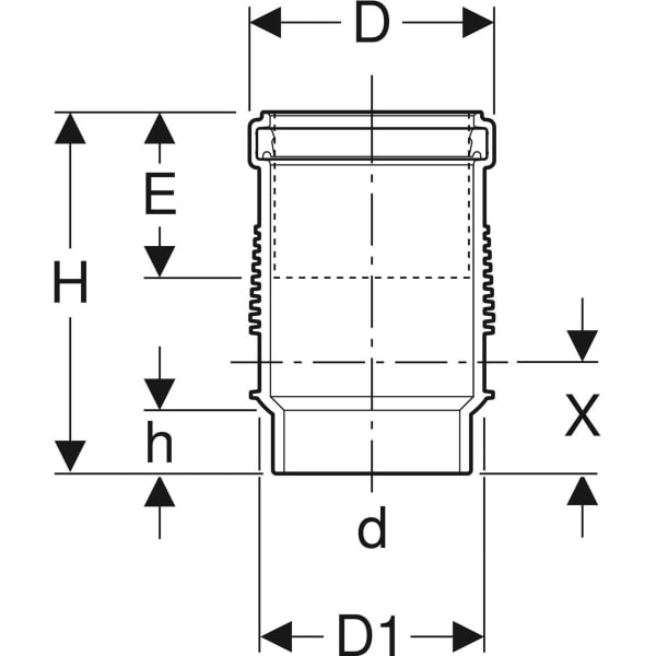 Geberit Silent-db20 Langmuffe mit Doppelbund d110