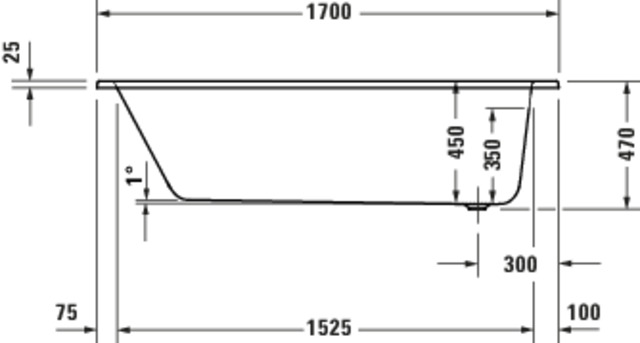 DU D-Code 2.0 BW, 1700x750mm, Einbau Weiß