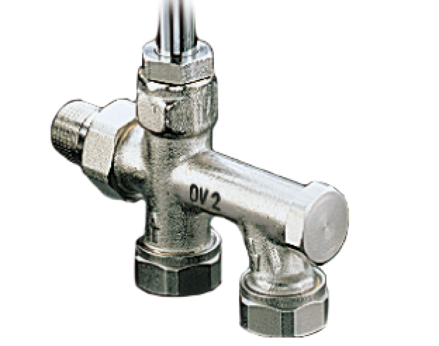 OVENTROP-Zweirohr-Anschlussstück "Duo" mit Absperrung, G 3/4" AG, Abstand 50mm
