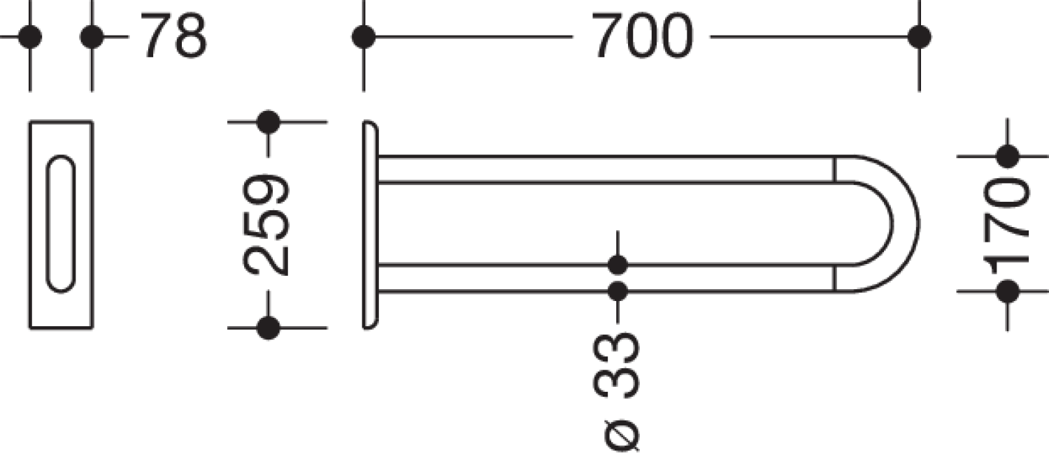 HEWI Wandstützgriff Ser 801, L:700mm rubinrot