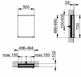KEUCO Royal Modular 2.0 SPS, bel. 80001, Einb,1Steckd,sb-elox,500x700x120mm