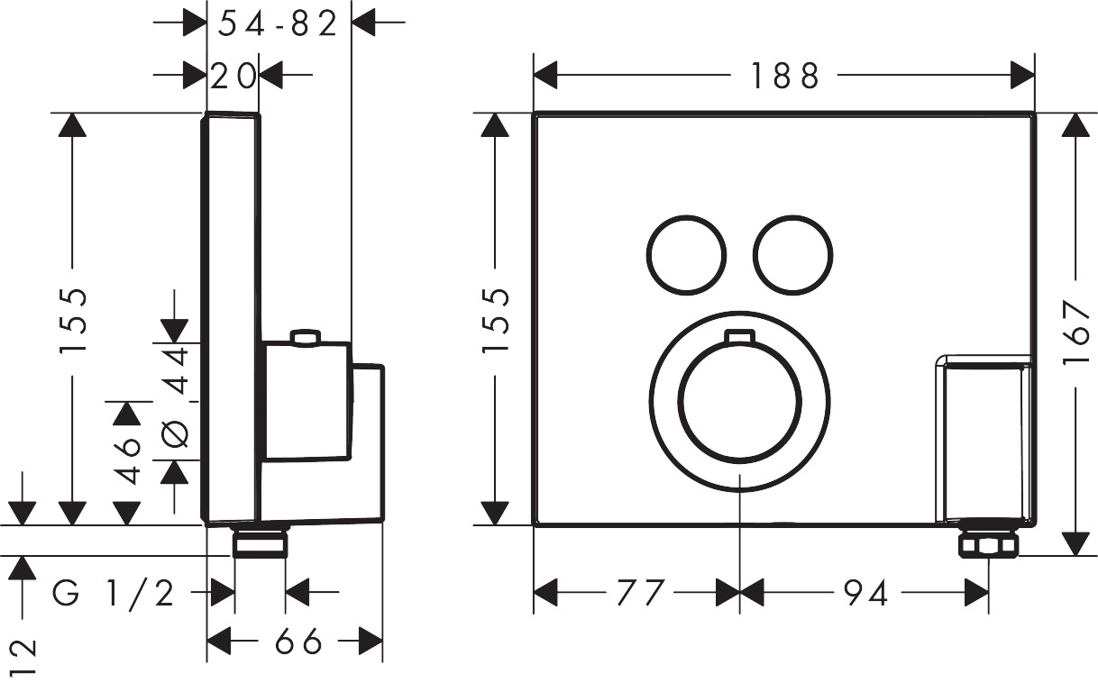 Hansgrohe Thermostat UP Axor ShowerSelect FS 2 Verbr.quadr.chr.mit Fixfit u.Porter