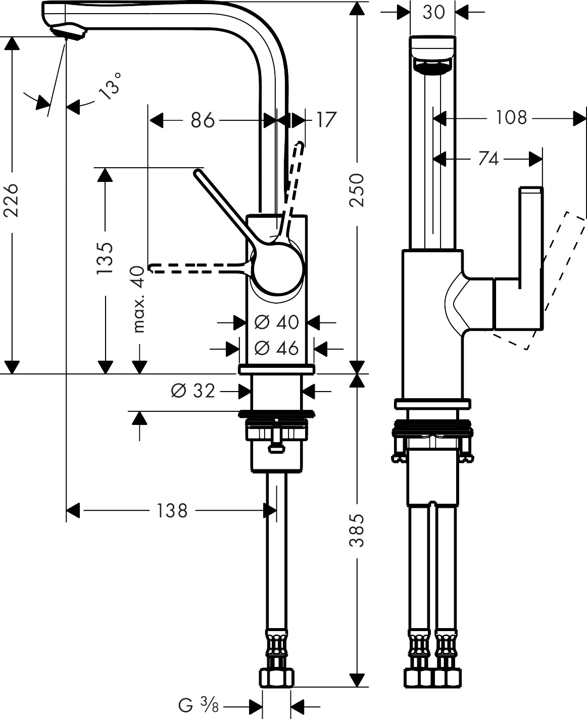 Hansgrohe Waschtischmischer Metris S Schwenkauslauf chrom Hansgrohe Waschtischmischer Metris S Schwenkauslauf chrom