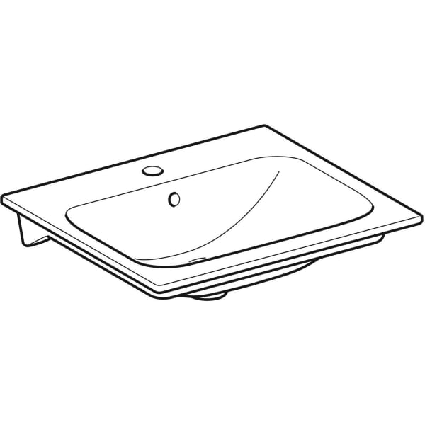Geberit Renova Plan Möbelwaschtisch, 55x48cm m. Hl., m. Ül., weiß, KeraTect