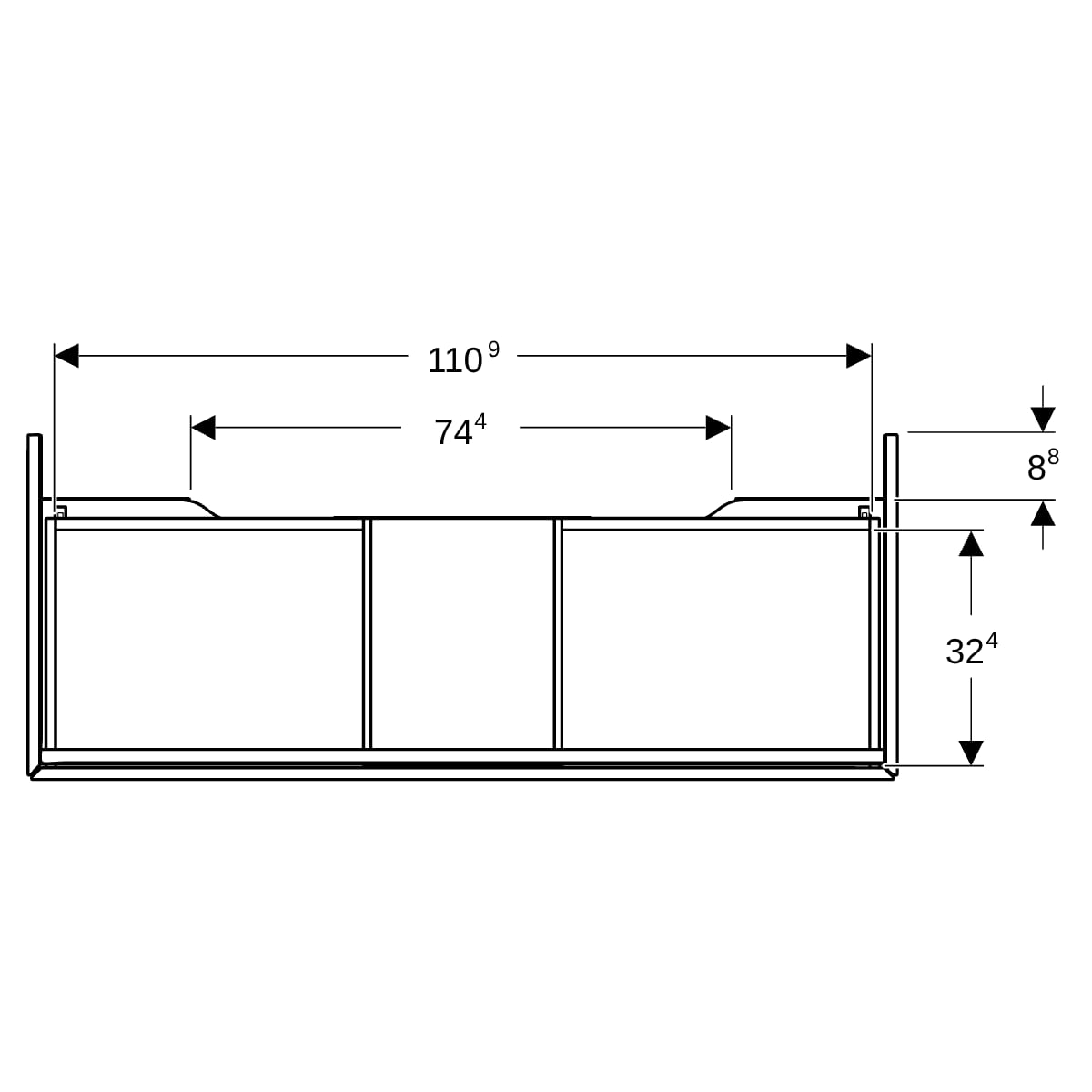 Geberit ONE Unterschrank für WT/-Platte 1 Schubl., 118.4x26,6x47cm, lava matt