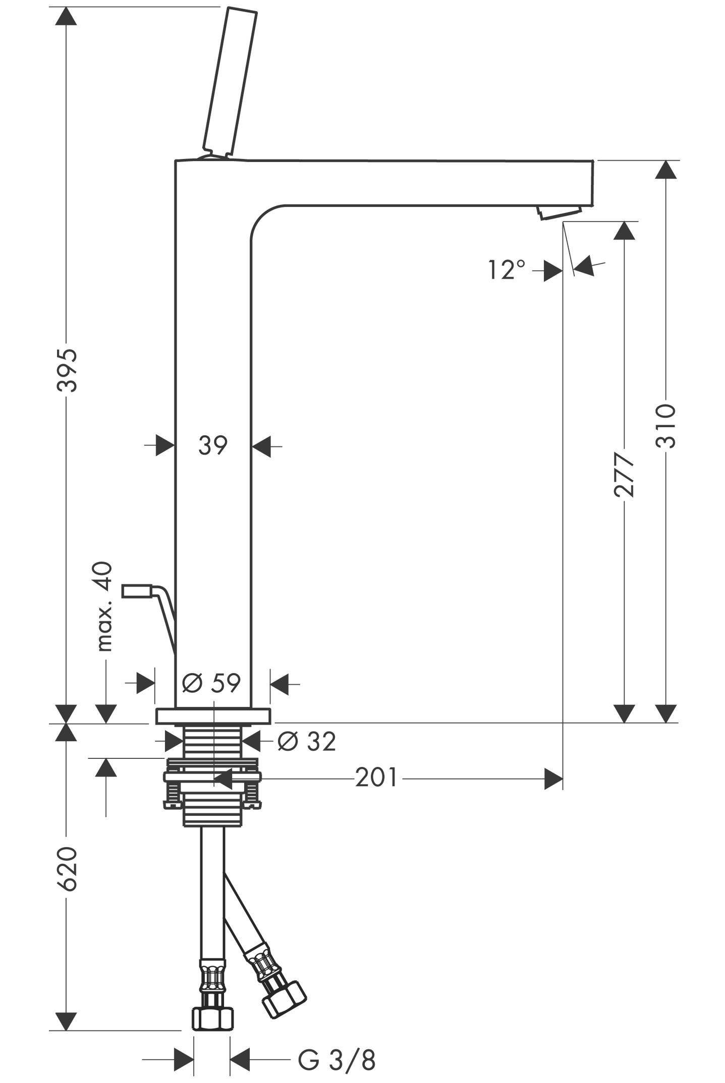 Hansgrohe Einhebel Waschtischmischer Axor Citterio BBR für Waschschüssel