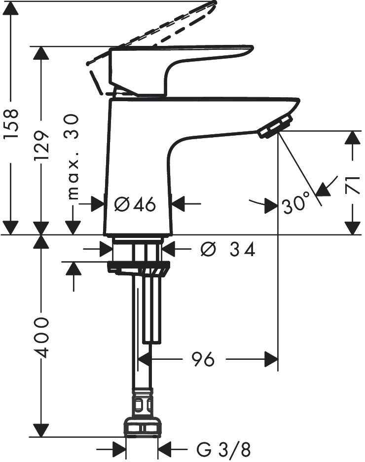 Hansgrohe Standventil 80 Talis E ohne Ablaufgarnitur chrom Hansgrohe Standventil 80 Talis E ohne Ablaufgarnitur chrom