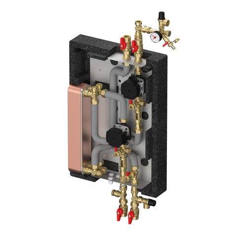 Flamco Wärmetauscher-Solarstation Solar mit Grundfos UPM3 Hybrid 15-70